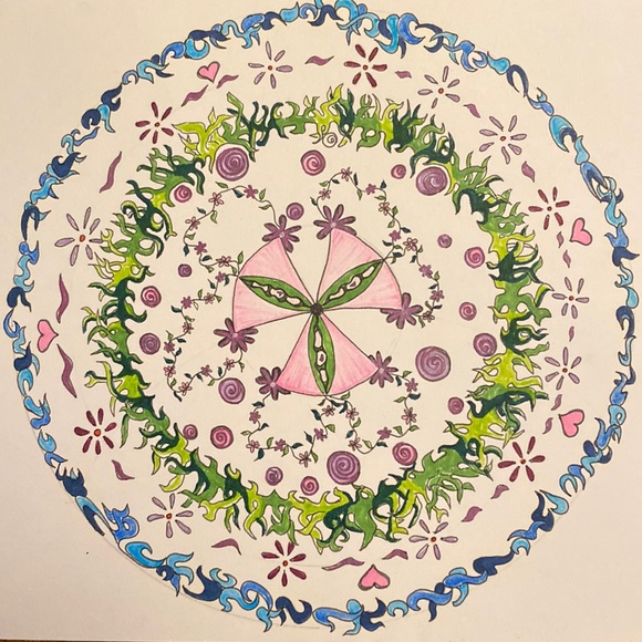 Unframed Original Mandela Art in Alcohol Ink Markers on White Bristol Board - Picture 1 of 4